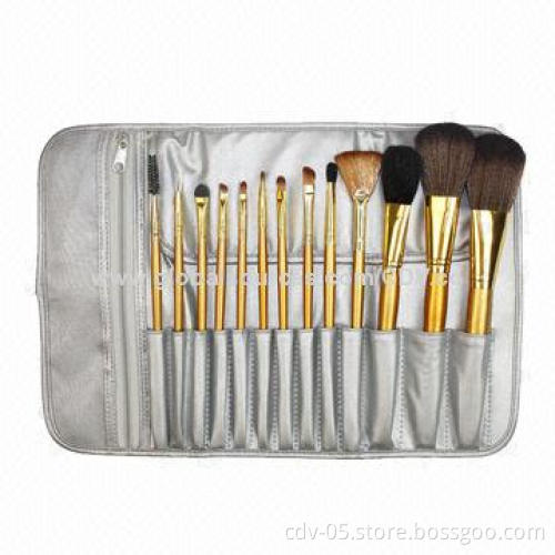 13-piece professional makeup brush set, made of wooden handle and aluminum ferrule with nylon hair